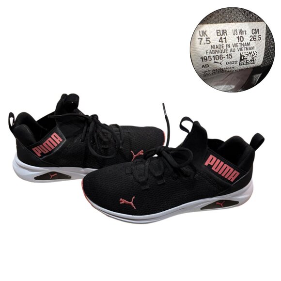 Puma Black & Pink Mesh Running Sneakers Women’s 10 - Picture 1 of 5